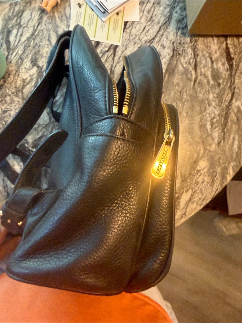Michael Kors Black Pebbled Leather Mini Backpack with Gold Stud Accents - Picture 4 of 4